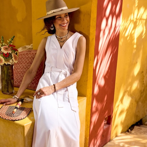 Sundance Northern Sky White Denim Dress Size 14 - Picture 1 of 9